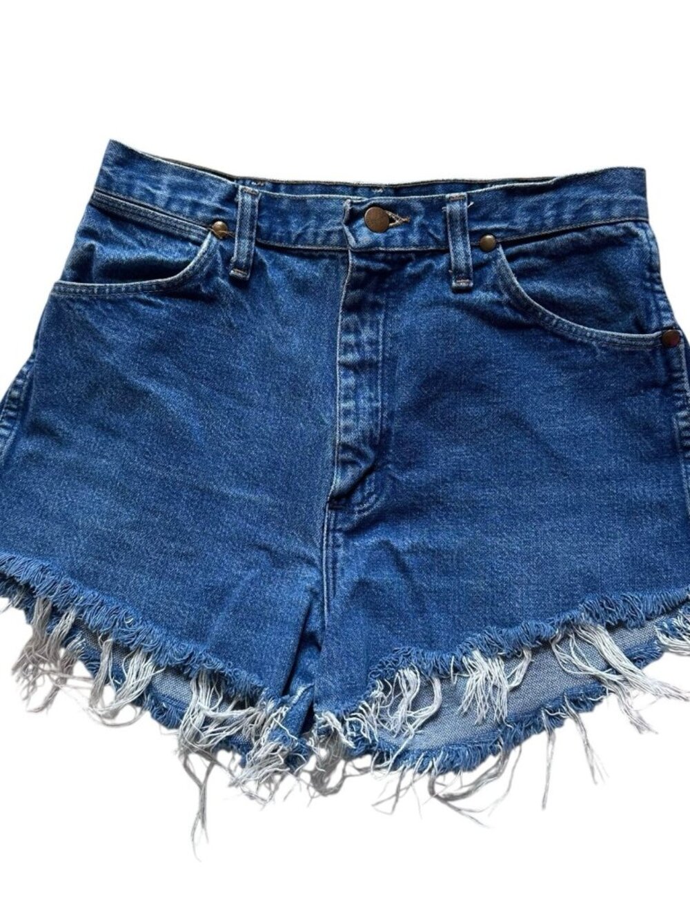 vtg wrangler high rise cut off Jean shorts women Size S 29 Small Blue Denim